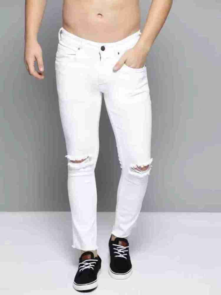 Damage white jeans top
