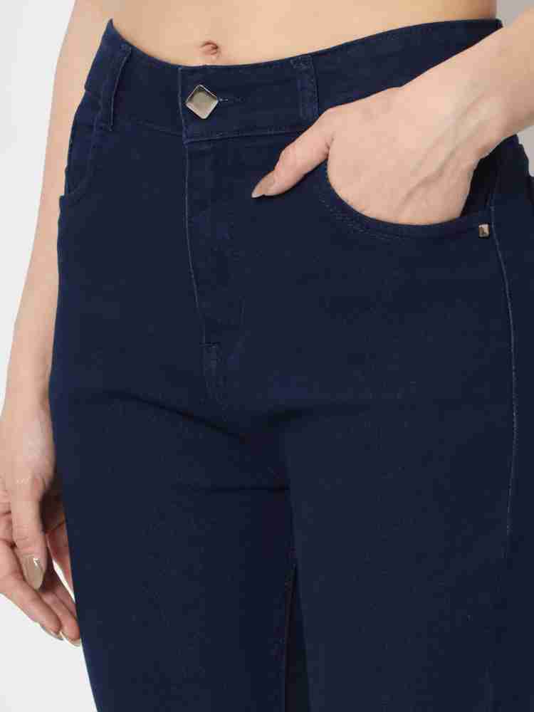 M MODDY 595HW Slim fit Dark Blue Jeans for Girls, Button & Zip