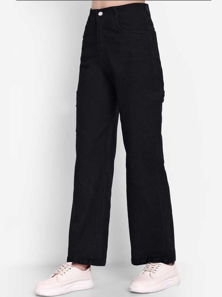 Women Wide leg Straight Fit Charcol Jeans – BLUELOCKINDIA