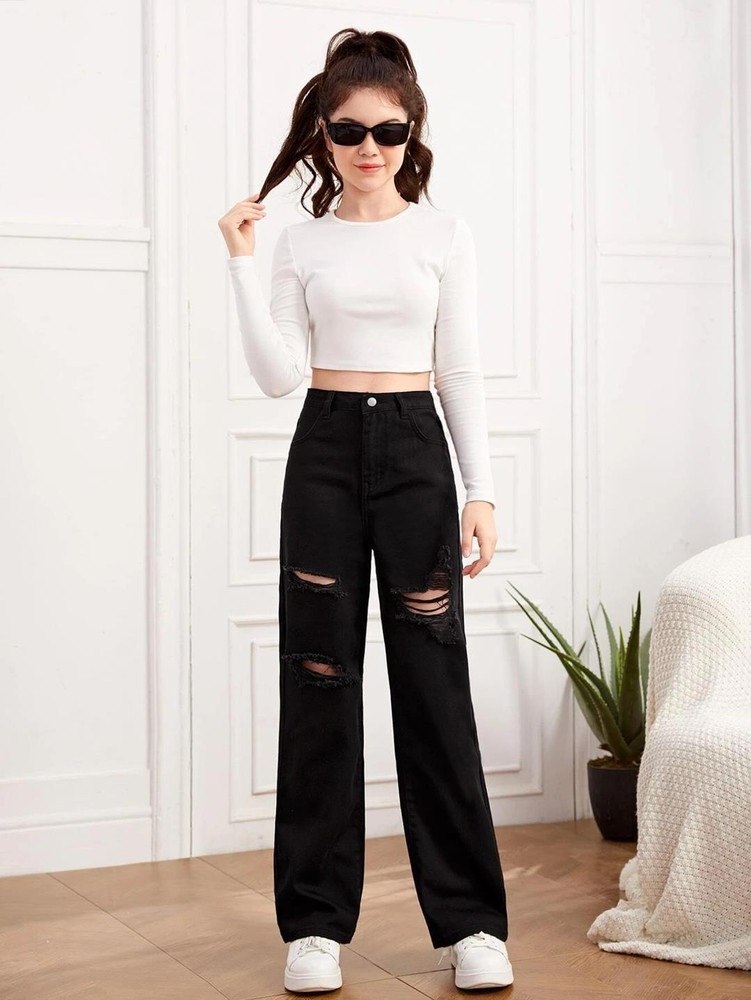 White crop top black jeans store