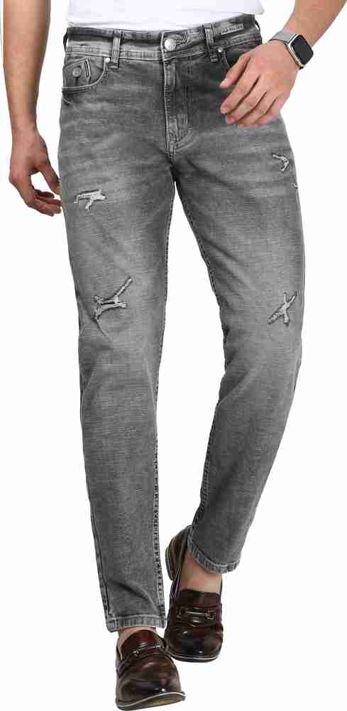 Black damage outlet jeans for mens