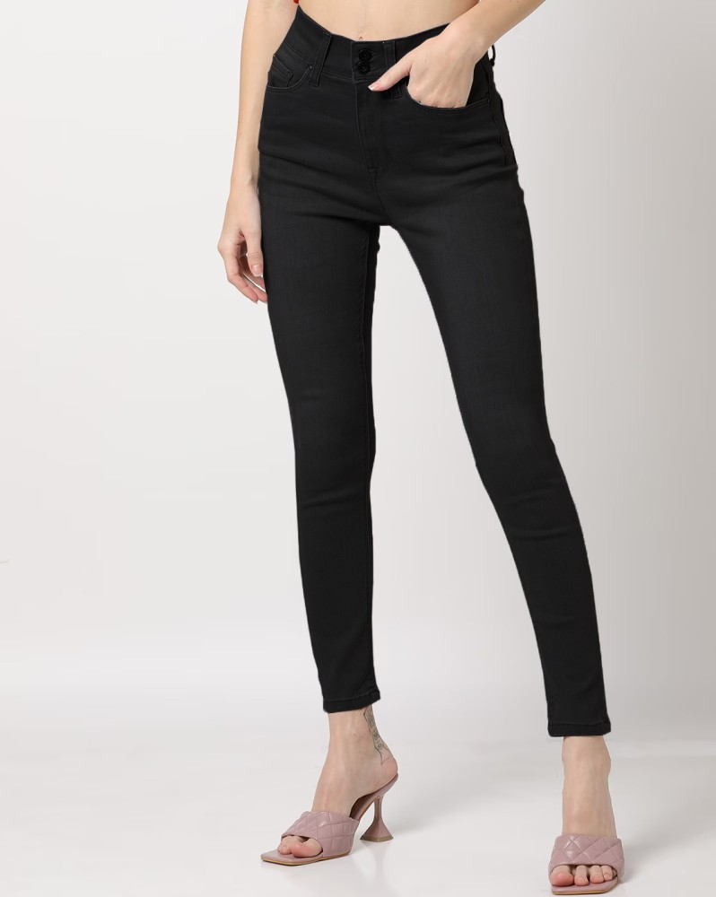 Buy Black Stylish Partywear 4 Button High Rise Skinny Fit Denim Lycra Jeans  for WomensGirls Online at Best Prices in India  JioMart