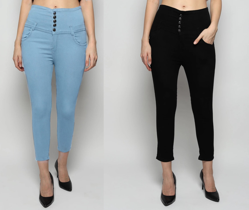 MTCFASHIONPOINT Super Skinny Women Light Blue Black Jeans Buy