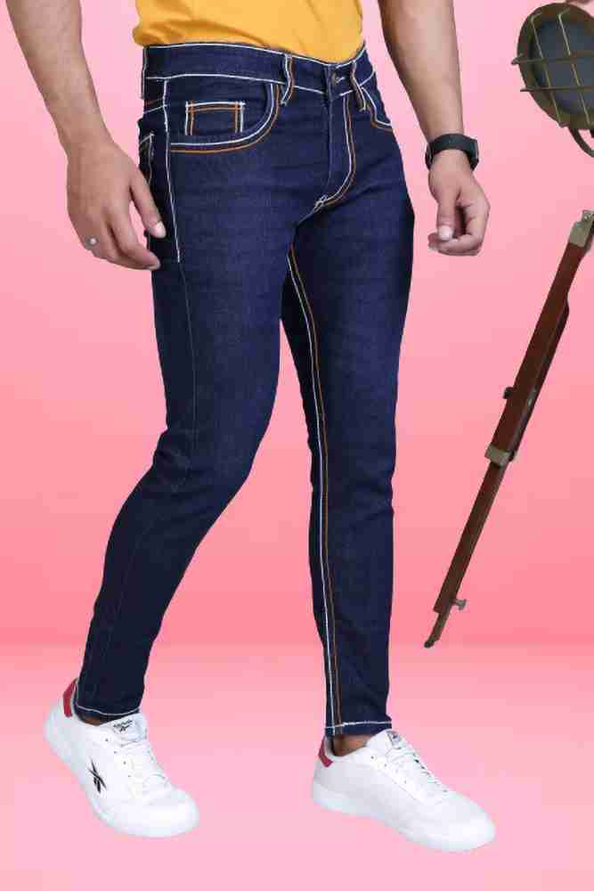 Buy PODGE Men Slim Fit Denim Mid Rise Dark Blue Jeans Online at