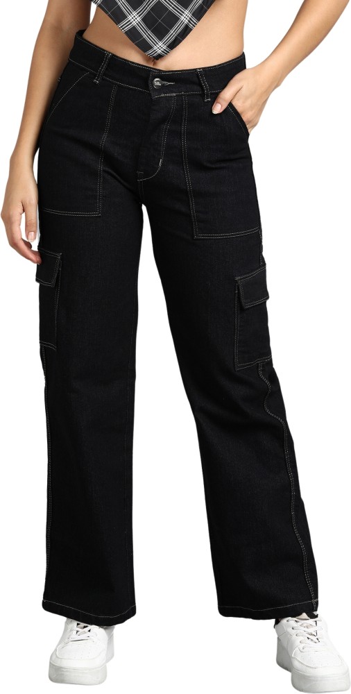 Buy Qeboo Collection Blue Cargo Style Boyfriend Jeans for Women