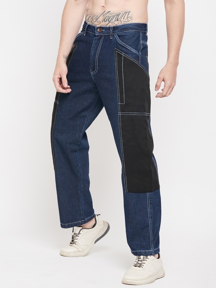 Mens blue jeans hot sale with white stitching