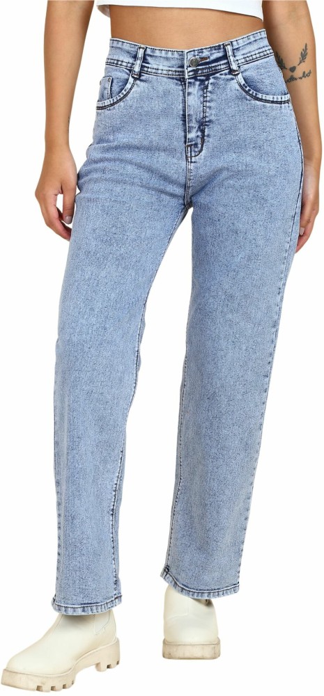 XIAOJIANBAO Boyfriend jeans, ladies high waist mom jeans, plus light blue denim  jeans pants: Buy Online at Best Price in UAE 