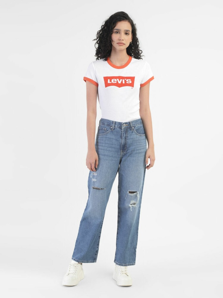 Women's Mid Rise Blue Baggy Fit Joggers – Levis India Store