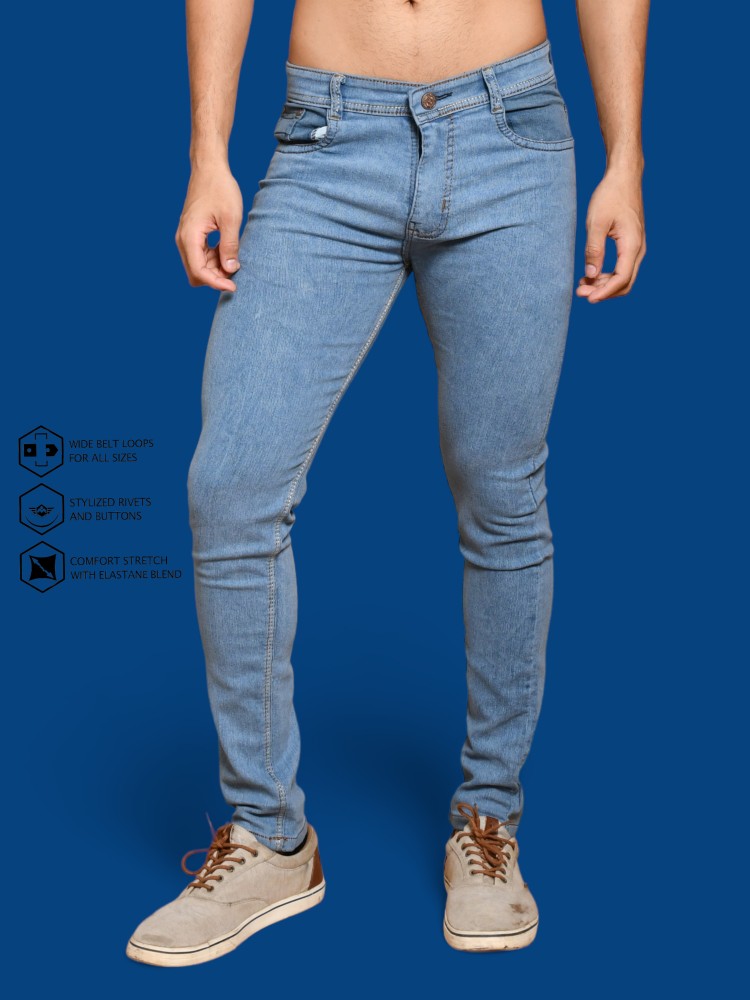 Buy LZard Men Light Blue Slim Clean Look Stretch Jeans Online at