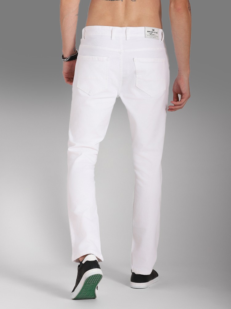 Men's White Straight Jeans