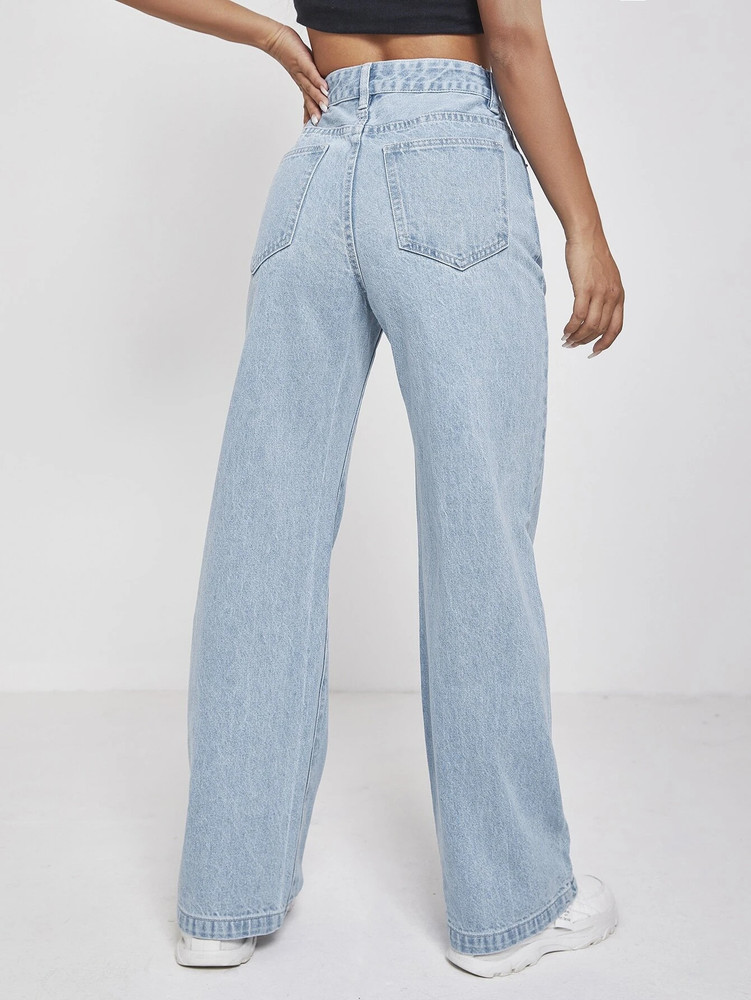 708.ladies denim washed 思い出深く wide pants