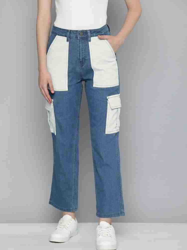 Buy Mast & Harbour Women Blue Wide Leg Flared Mid Rise Clean Look