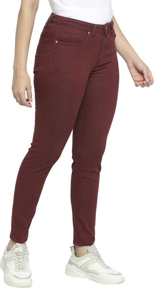 Burgundy jeans womens hotsell