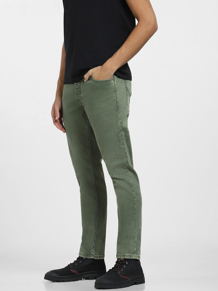 Olive green shop skinny jeans men