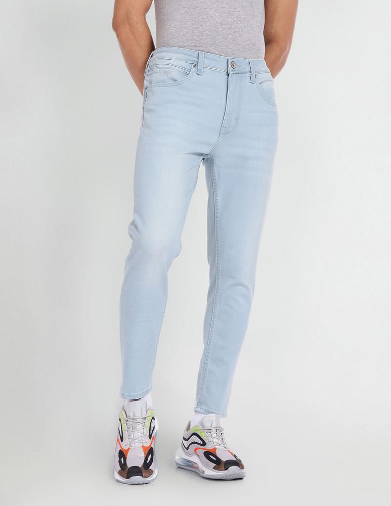 Ppsnabha Mens Cropped Tapered Jeans Running Shoes Men Blue Jeans - Main Image