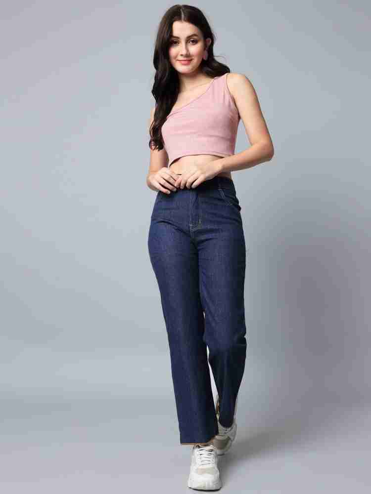 M MODDY 555HW Straight Fit Stretchable Fray Hems Dark Blue Jeans For Girls  at Rs 330/piece, Straight fit Jeans in New Delhi