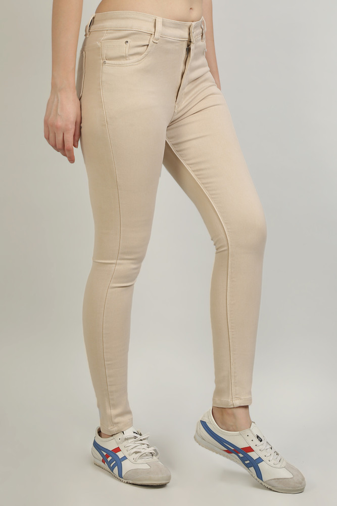 Beige colour clearance ladies jeans