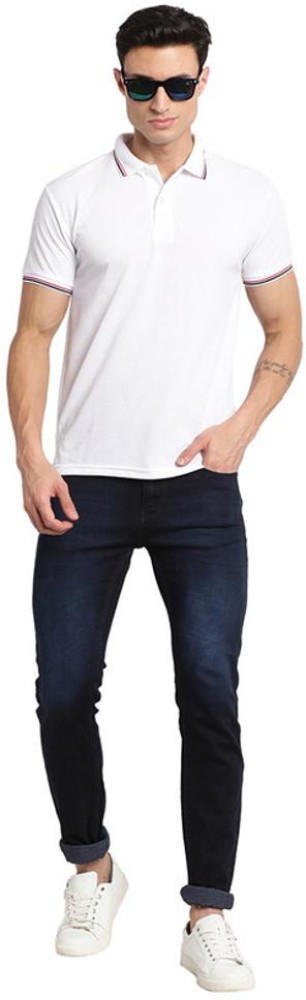 Navy Blue Narrow Fit Solid Jeans