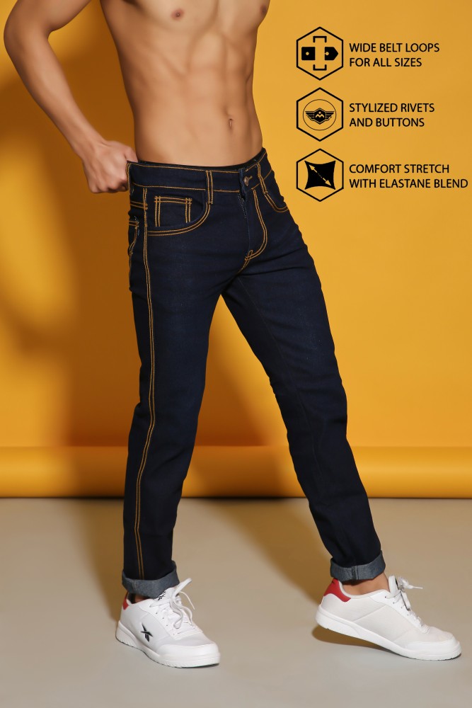 Buy Super Slim Fit Dark Indigo Blue Stretch Jeans Online at Muftijeans