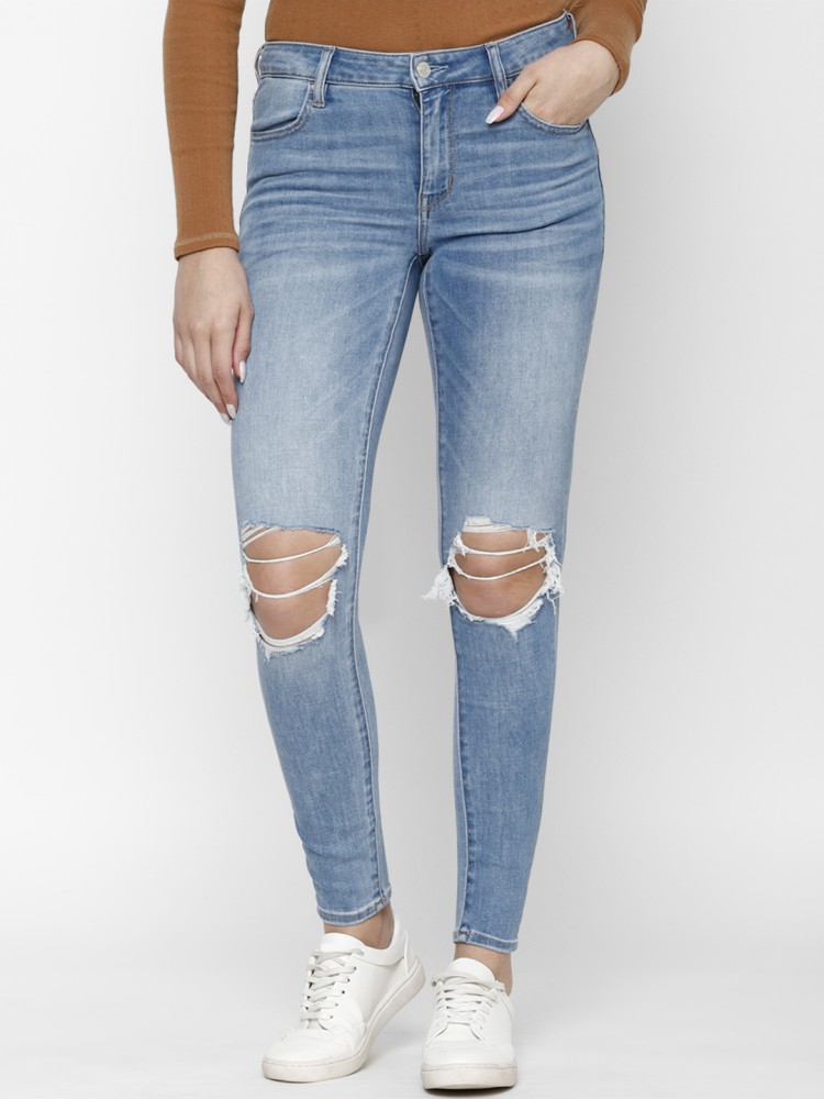 Buy American Eagle Outfitters White Distressed Jeans for Women