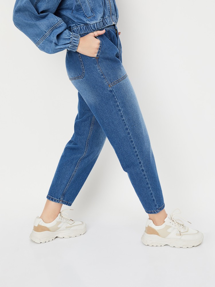All Over Face Print Boyfriend Jeans