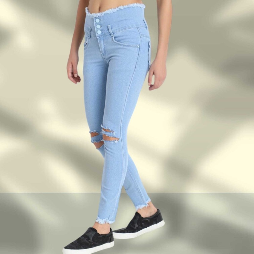 High Waist Skinny Women Light Blue Jeans - Buy High Waist Skinny Women  Light Blue Jeans Online at Best Prices in India