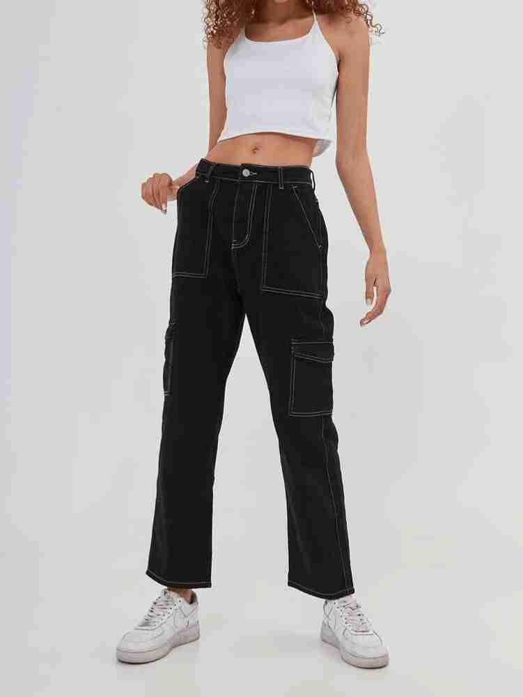 LOUSRICS Boyfriend Girls Black Jeans