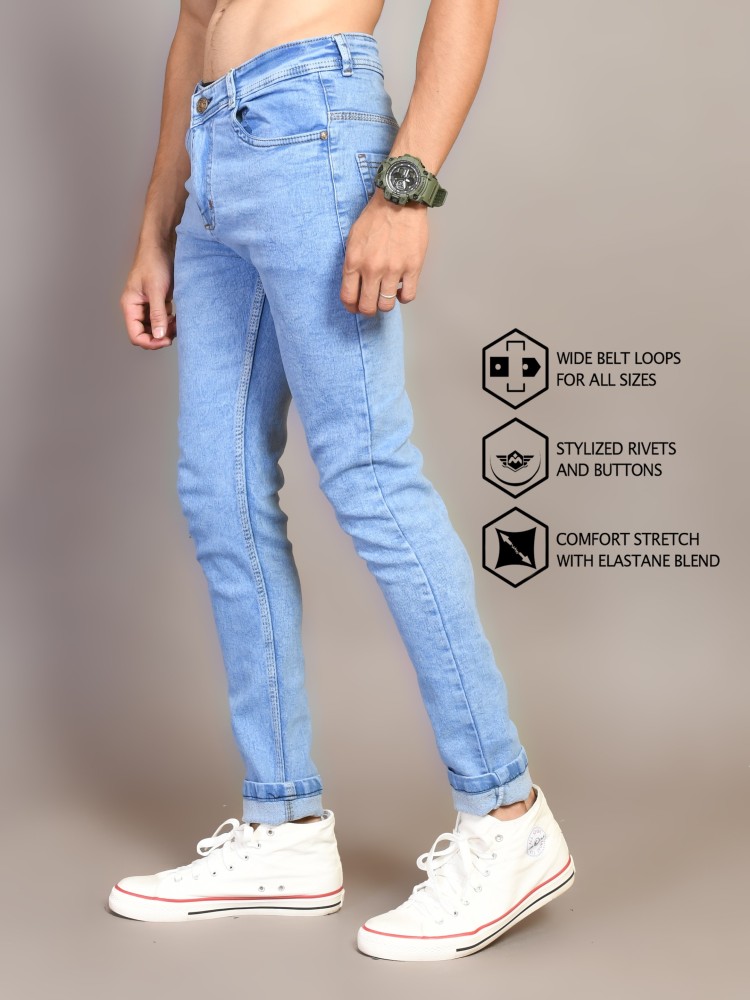 Buy LZard Men Light Blue Slim Clean Look Stretch Jeans Online at