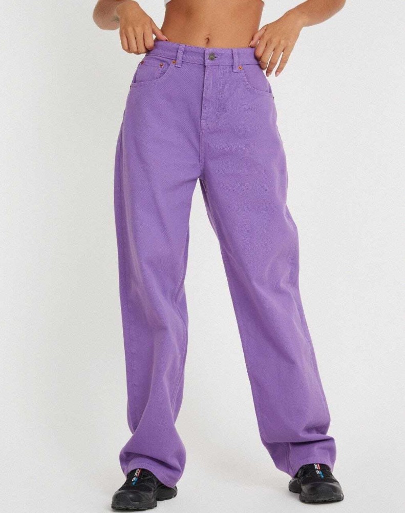 Buy Women High Rise Straight fit Jeans (32, Purple) at