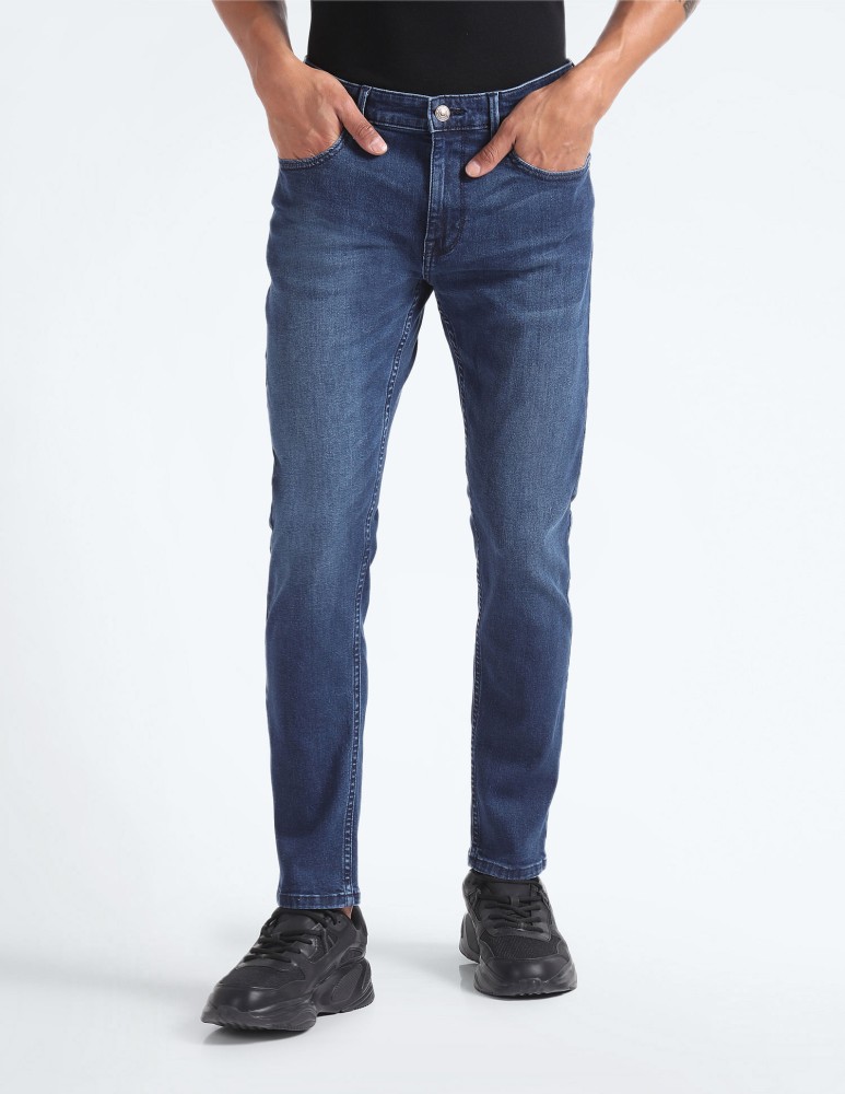 Flying machine tapered fit men blue jeans best sale