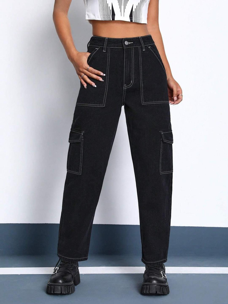 KOTTY Cargo Regular Women Black Jeans Buy KOTTY Cargo Regular