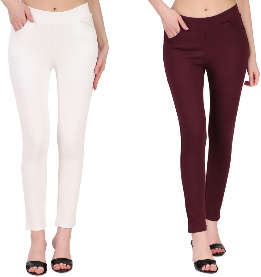 Wumania Maroon, White Jegging Price in India - Buy Wumania Maroon, White  Jegging online at