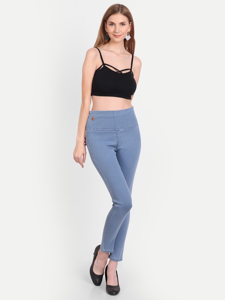Buy online Women Light Blue Denim Jegging from Jeans & jeggings for Women  by Angelfab for ₹779 at 48% off