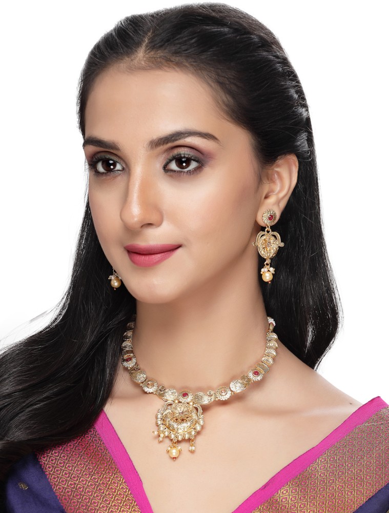 Sukkhi Attractive CZ Rose Gold Plated Choker Necklace Set for Women 