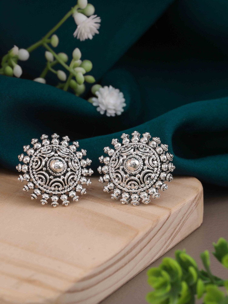 Silver tops earrings discount