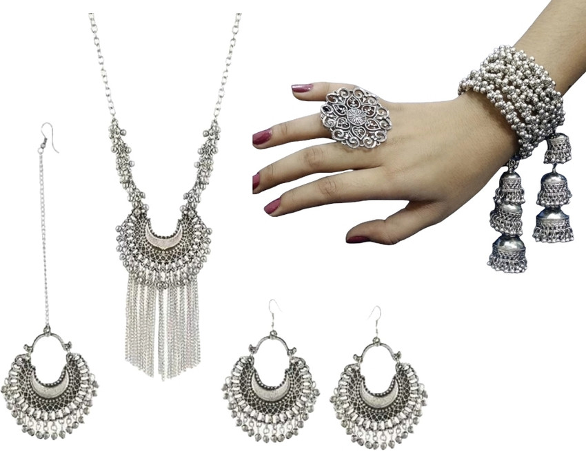 oplera spark Oxidised Silver Silver Jewellery Set Price in India Buy oplera spark Oxidised Silver Silver Jewellery Set Online at Best Prices in India Flipkart