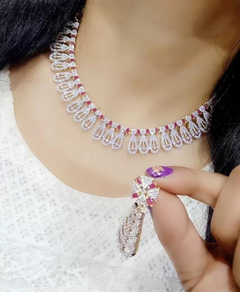 White stone necklace 2025 in flipkart