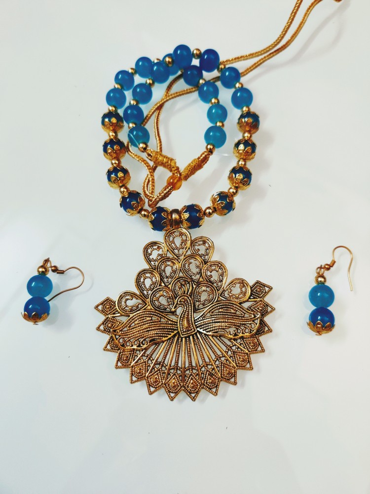 OriGlam Brass Blue, Gold Jewellery Set Price in India - Buy