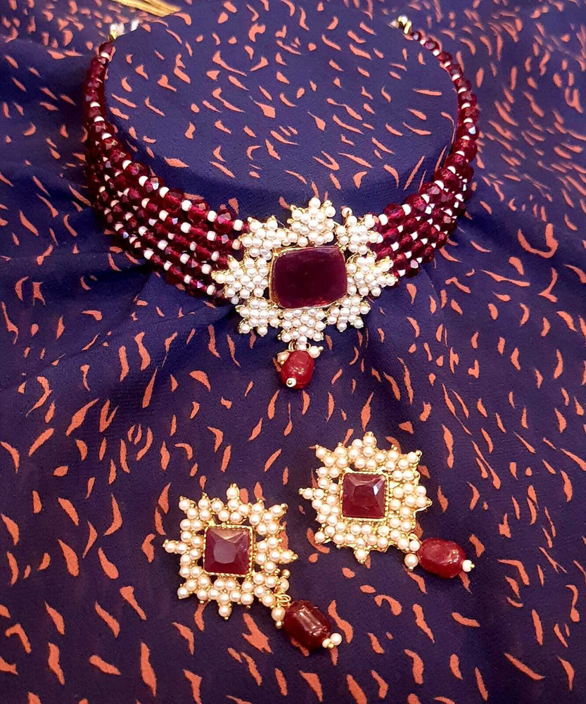 Gorgeous Gems Alloy Gold plated Maroon Jewellery Set Price in India Buy Gorgeous Gems Alloy Gold plated Maroon Jewellery Set Online at Best Prices in India Flipkart