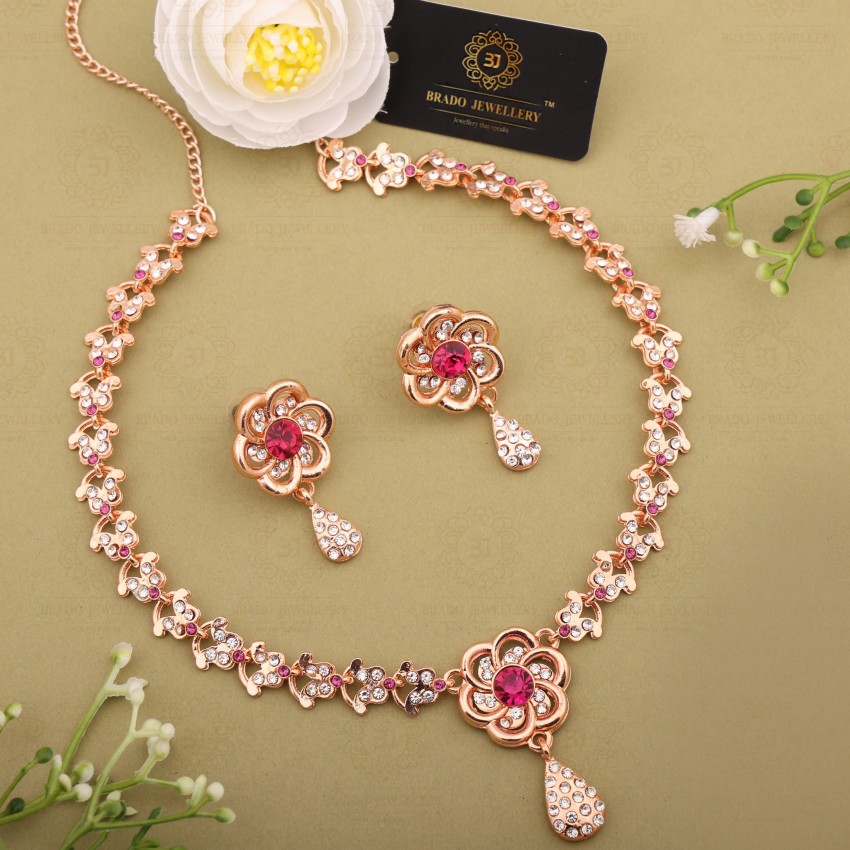 brado jewellery Brass Brass Rose Gold, Pink Jewellery Set Price in
