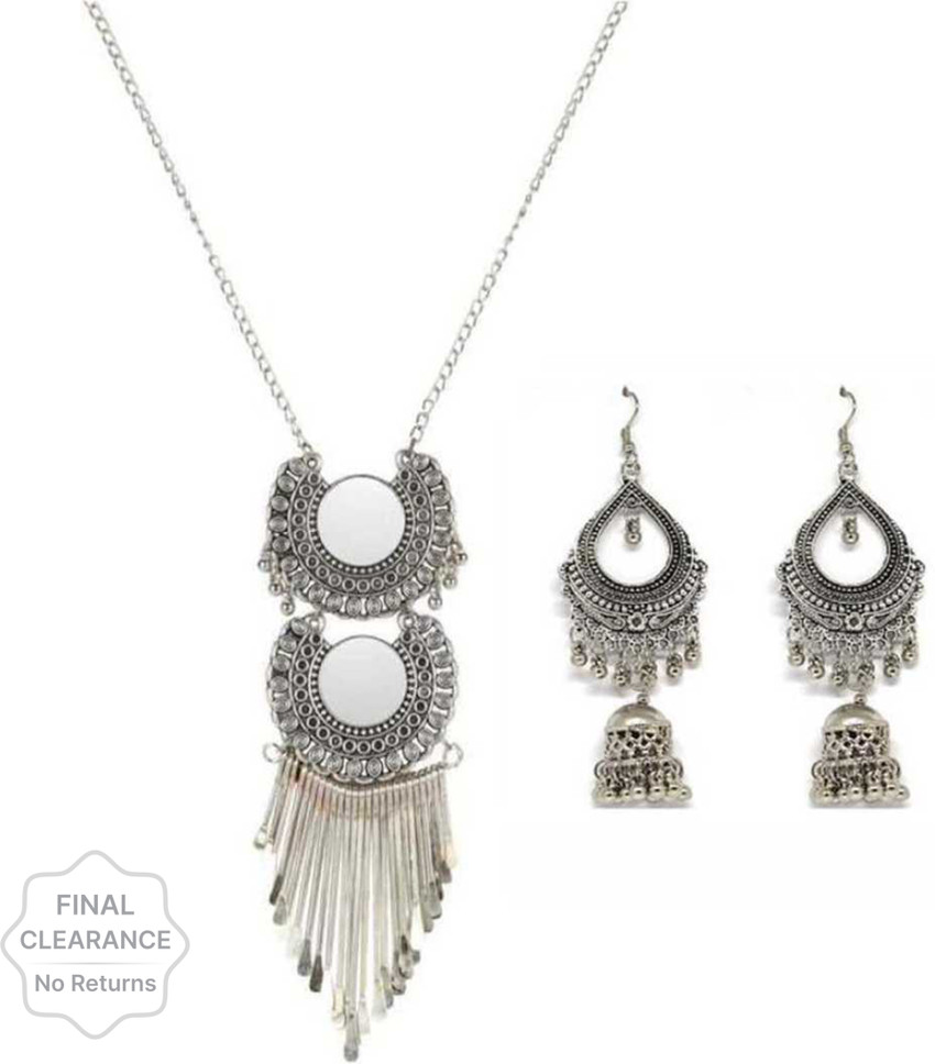 PRASUB Metal Sterling Silver Silver Jewellery Set Price in India
