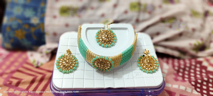 Babla Fashion shop Stone NA Silver White Green Jewellery Set Price in India Buy Babla Fashion shop Stone NA Silver White Green Jewellery Set Online at Best Prices in India