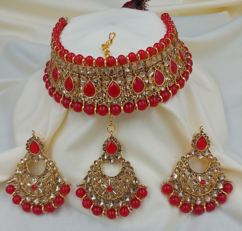 kuber immitation Alloy Gold plated Red Jewellery Set Price in