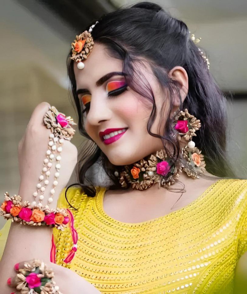 Masoom Fabric Pink Gold Orange Jewellery Set Price in India Buy Masoom Fabric Pink Gold Orange Jewellery Set Online at Best Prices in India Flipkart