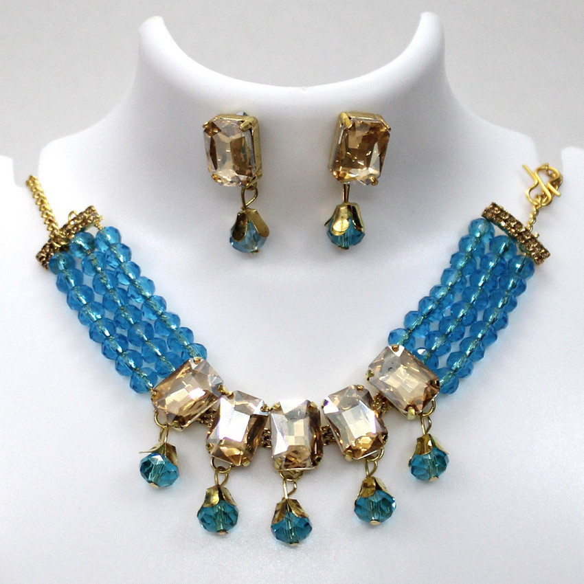 Aroras Bridal Fashion Jewellery Alloy Gold plated Turquoise