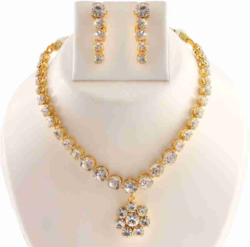 White stone necklace designs in gold with price top