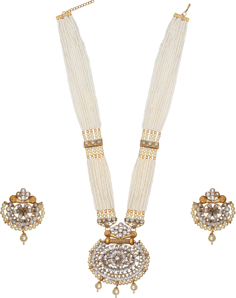 AKULYA JEWELS Metal Gold plated White Jewellery Set Price in India Buy AKULYA JEWELS Metal Gold plated White Jewellery Set Online at Best Prices in India Flipkart