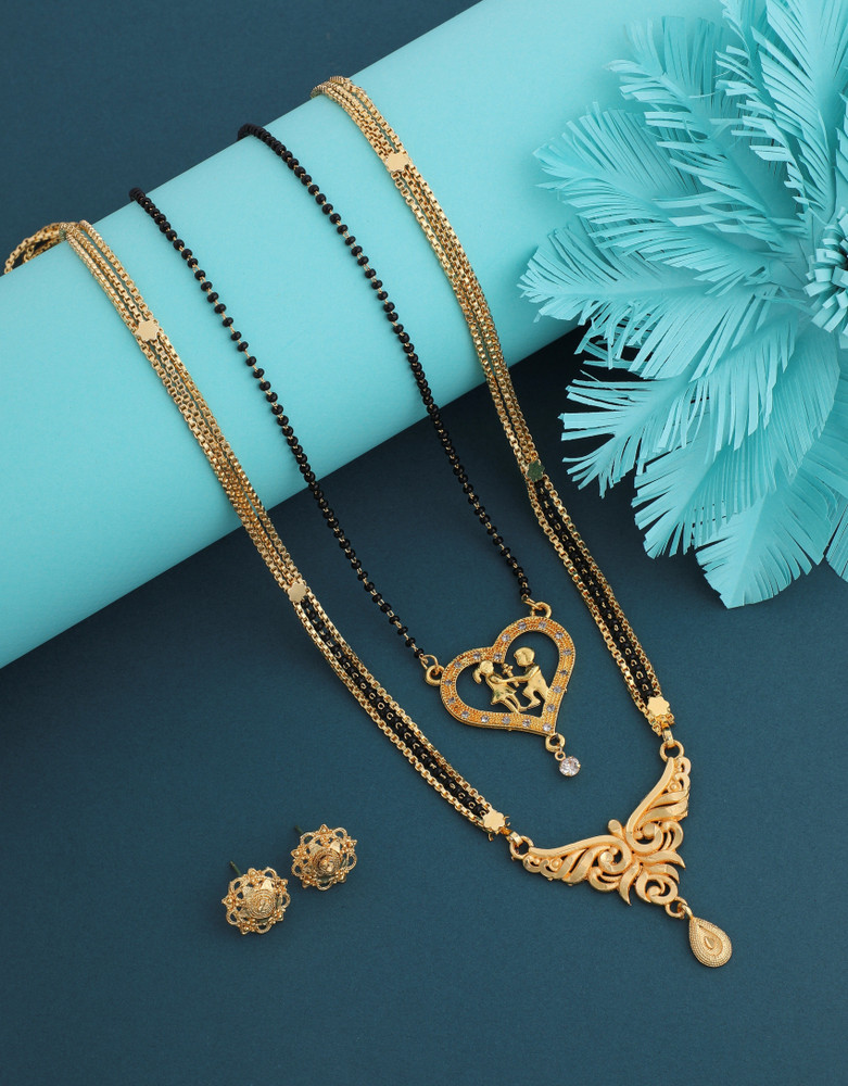 Vraj india Metal Gold plated Gold Black Jewellery Set