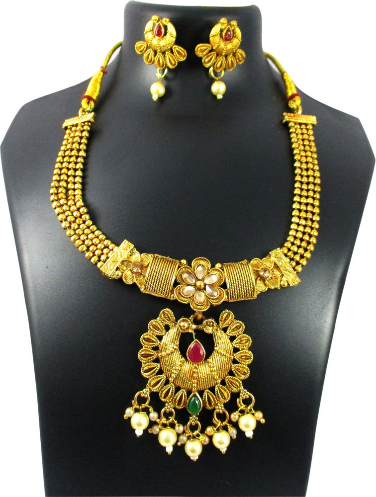 SAAVEE Alloy Gold plated Gold Jewellery Set Price in India Buy