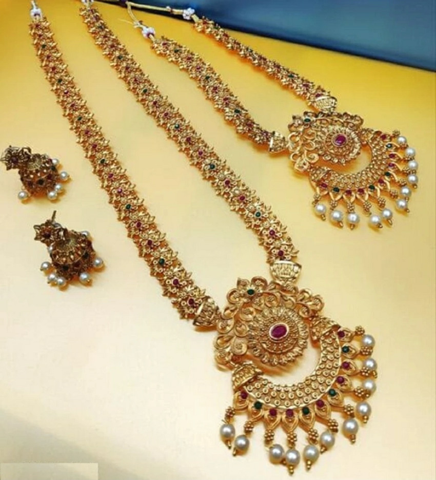 Laforword Brass Gold plated Gold Jewellery Set Price in India